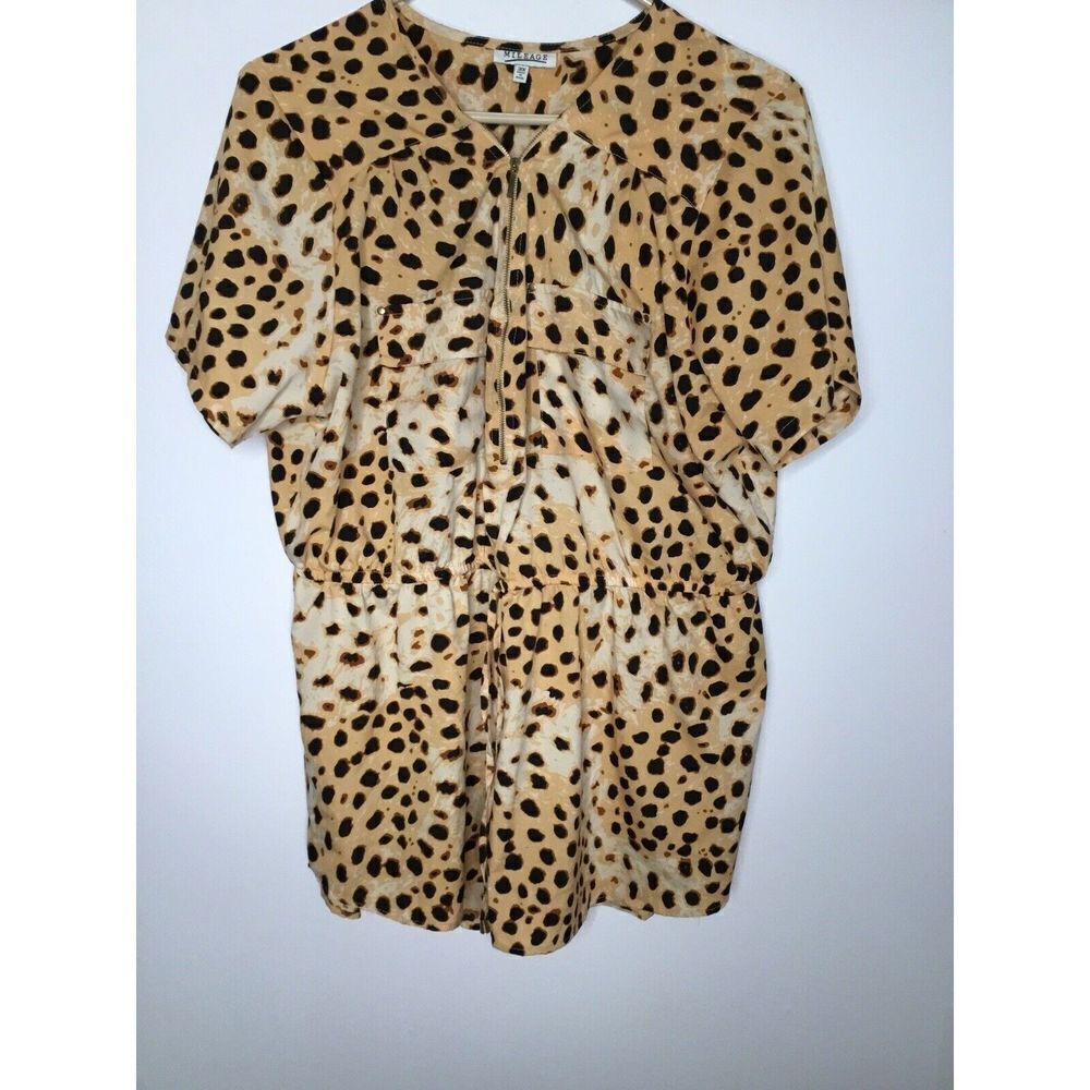 Mileage Women’s size 3X Top Tunic Blouse Short Sleeve‎ Drawstring Animal Print